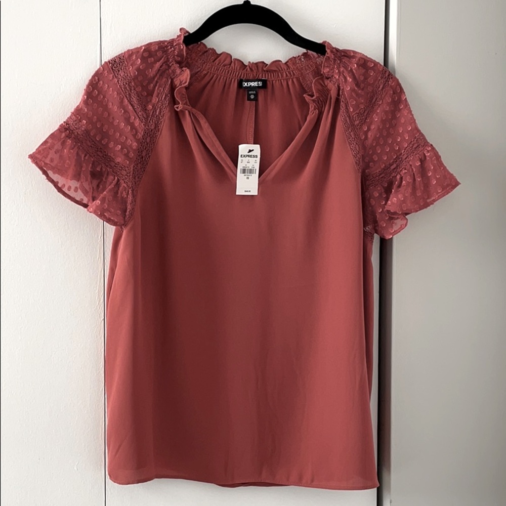 Lace sleeve v-neck top from Express